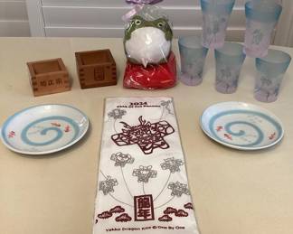MMS180 Japanese Sake Glasses, Dessert Plates, Dish Towel, Lucky Frog & More!