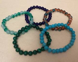 MMS153 Five Polished Stone Bracelets New