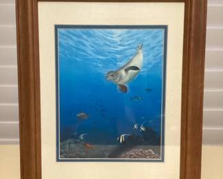 MMS243 Framed “Monk Seal & Friends” Picture By George Kaiwi
