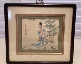 MMS047 Framed Original Asian Watercolor Painting 