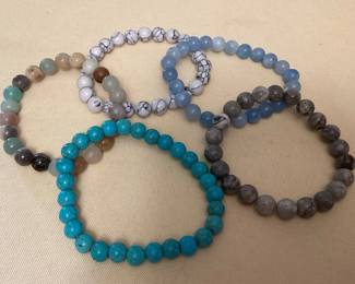 MMS151 Five Polished Stone Bracelets New