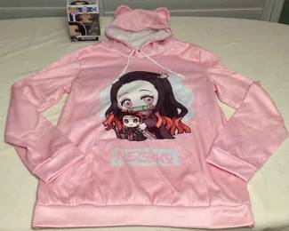 MMS186 Demon Slayer Funko Pop! Figure, Small Vinyl Nazuko Figurine & Pink Hoody XL