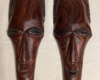 MMS091 Pair Of Carved Wooden Masks 