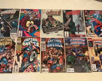 MMS126 Ten Marvel Captain America & Daredevil Comic Books