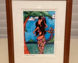 MMS053 Framed Hawaiian Girl Picture By Holly Kitaura
