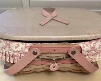 MMS249 Longaberger 2008 Horizon Of Hope Basket, Liner, Protector, Lid & Charm