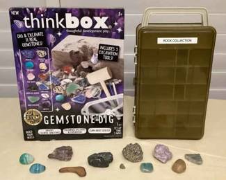 MMS166 Various Rocks, Gemstone Dig Kit & Plastic Storage Box 