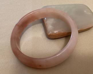 MMS032 Apricot Jade Bangle Bracelet New