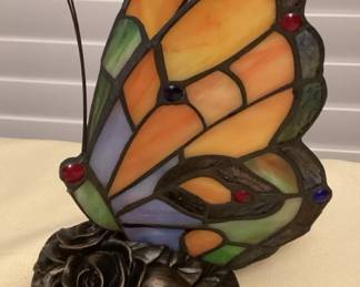 MMS111 Tiffany Style Butterfly Orange Slag Glass Table Lamp New