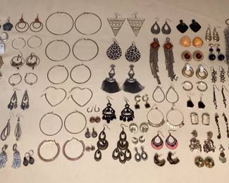 MMS160 Over 55 Pairs Of Various Costume Jewelry Earrings 