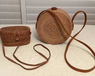 MMS099 Two Woven Natural Fiber Balinese Style Bags
