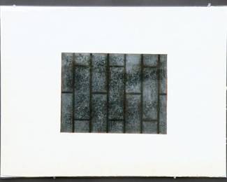Martin Beck, Austrian/American, b. 1963. A 1980's monotype in colors on Tullis Workshop paper with deckled edges, printed and published by Garner Tullis, New York. Signed "M. Beck" and dated "89" lower right, dedicated "To Elizabeth" lower left. Minor toning and foxing along edges, pin holes in upper corners. Image 14 x 10 1/2" high, unframed sheet, 29 3/4 x 22 1/4" high overall.