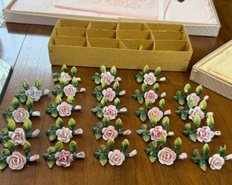 Two Dozen Antique German Porcelain Place Card Holders