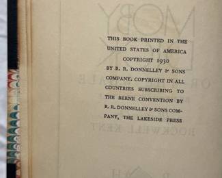 Inside Inside page of Moby Dick by Herman Melville, illustrated by Rockwell Kent, hardcover, 1930, Random House, Lakeside Press