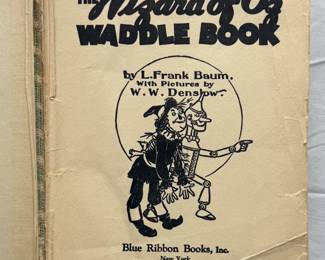 Inside page of The Wizard of Oz Waddle Book by L. Frank Baum, hardcover, published 1934 by Blue Ribbon Books, Inc., New York
