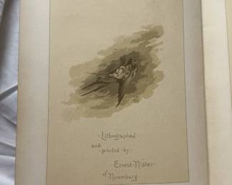 Inside page of Under The Mistletoe by Robert Ellice Mack, illustrated by Lizzie Lawson; hardcover, 1886, lithographed and printed in Germany by Ernest Nister