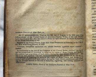 Inside page of History Of The United States From Their First Settlement As Colonies To The Close Of The War With Great Britain In 1815 by Salma Hale, hardcover, 1826