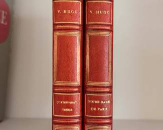 French language versions of Victor Hugo books: Notre Dame de Paris and Quatrevingt-treize by Victor Hugo; hardcover