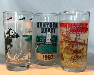 Great collection of Kentucky Derby glasses - perfect for mint juleps! Years include 1945, 1948, 1951, 1952, 1953, 1954, 1956 (including "2 stars, 2 tails" variation "1 star, 3 tails" variation), 1960, 1978, 1983
