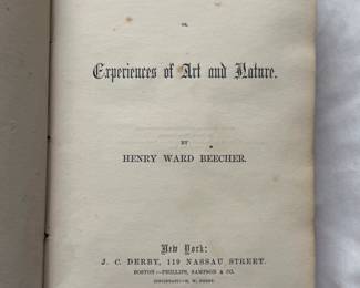 Inside page of first edition of Star Papers; or Experiences of Art and Nature by Henry Ward Beecher, hardcover, 1855