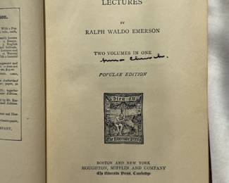 Inside pages of Representative Men, Nature, Addresses and Lecture by Ralph Waldo Emerson, 1883