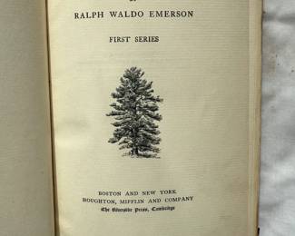 Inside page of Emerson Essays, 2 volume set, leather bound hardcover, 1903
