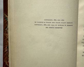 Inside page of Emerson Essays, 2 volume set, leather bound hardcover, 1903