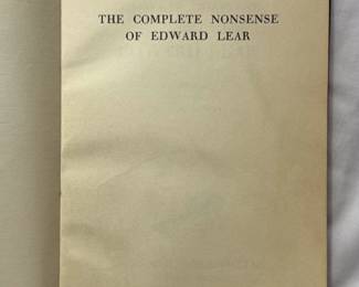 Inside page of The Complete Nonsense of Edward Lear by Holbrook Jackson, hardcover, 1951