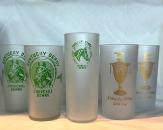 Great collection of Kentucky Derby glasses - perfect for mint juleps! Years include 1945, 1948, 1951, 1952, 1953, 1954, 1956 (including "2 stars, 2 tails" variation "1 star, 3 tails" variation), 1960, 1978, 1983