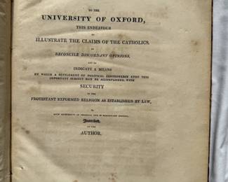 Inside pages of Two Memoirs Upon the Catholic Question by John Joseph Dillon, 1810. Copies are in collections at Royal Collection Trust, and National Library of Ireland.