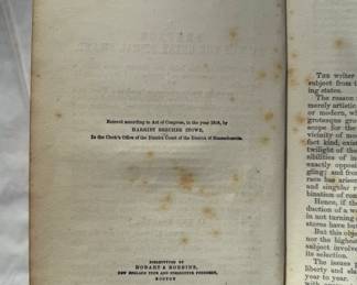 Inside page of Dred: A Tale of the Great Dismal Swamp, by Harriet Beecher Stowe, 1856, two-volume set, hardcover