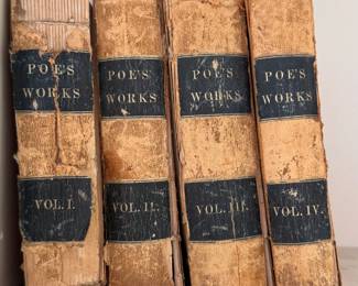 Antique 4-volume set of Poe's Works, or The Works of the Late Edgar Alan Poe, published 1859 by Redfield, New York