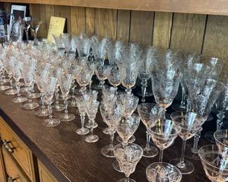 Various sets of cut crystal stemware and barware