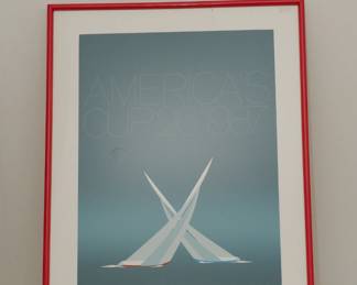 Hand signed color serigraph poster of America's Cup 26 1987 by Keith Reynolds