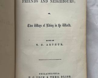 Inside page of Friends and Neighbors by T. S. Arthur, hardcover, 1859