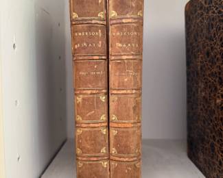 Emerson Essays, 2 volume set, leather bound hardcover, 1903