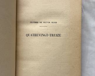 Inside pages of Notre Dame de Paris and Quatrevingt-treize by Victor Hugo; hardcover