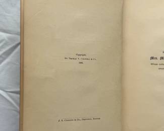 Inside pages of Girls Who Became Famous by Sarah K. Bolton, hardcover, published 1886; copyright Thomas Y. Crowell & Co., New York; printed by J. S. Cushing & Co., Boston