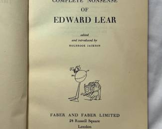 Inside page of The Complete Nonsense of Edward Lear by Holbrook Jackson, hardcover, 1951