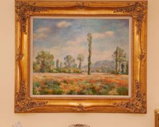 Signed oil painting of sunny rural landscape by Alan Cote