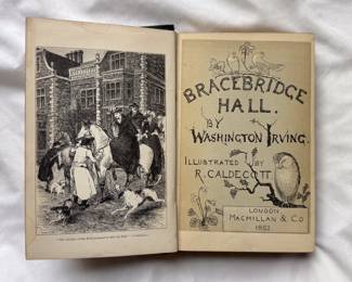 Inside pages of Bracebridge Hall by Washington Irving, hardcover, 1882