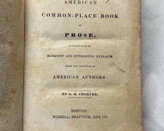 Inside page of American Common-Place Book of Prose by George Barrell Cheever, hardcover, 19th Century