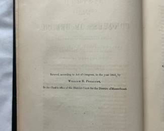 Inside page of History of the Conquest of Mexico by William H. Prescott, Volume II, hardcover, 1856