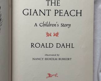 Inside page of James and the Giant Peach by Roald Dahl, hardcover, 1961