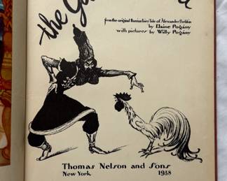 Inside page of The Golden Cockerel by Elaine & Willy Pogany, hardcover, 1938