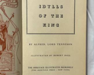 Inside page of Idylls of the King by Alfred Lord Tennyson, hardcover, 1939