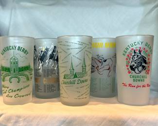 Great collection of Kentucky Derby glasses - perfect for mint juleps! Years include 1945, 1948, 1951, 1952, 1953, 1954, 1956 (including "2 stars, 2 tails" variation "1 star, 3 tails" variation), 1960, 1978, 1983