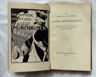 Inside front pages of The Surprising Adventures of Baron Munchausen, hardcover