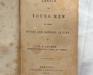 Inside page of Advice to Young Men on Their Duties and Conduct in Life by T. S. Arthur, hardcover, 1853