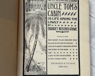 Inside page of Uncle Tom's Cabin by Harriet Beecher Stowe, hardcover, Art Memorial Edition, 1897
